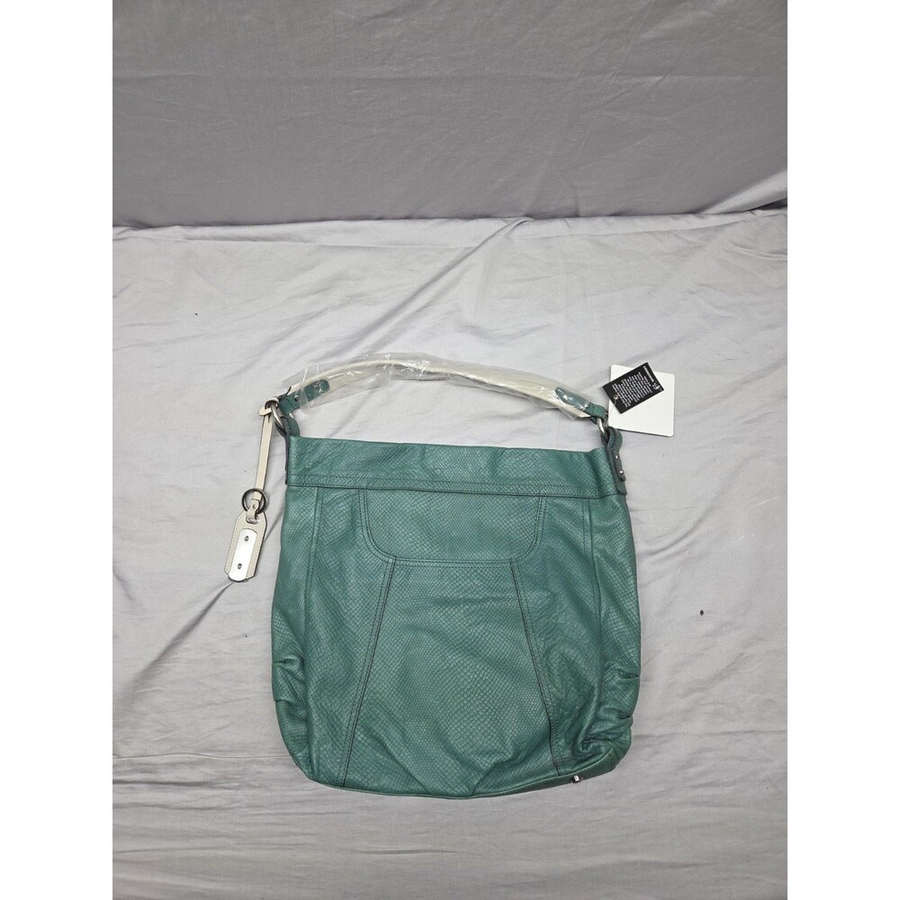 B. Makowsky teal pebbled leather hobo handbag Crossbody Convertible